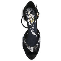 6801-L WOMEN BALLROOM SHOES W/ RHINESTONE + LATEX PADDING BY LIBERTY DANCE